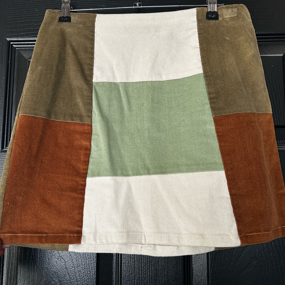 Le Lis Earthy Patchwork Mini Skirt